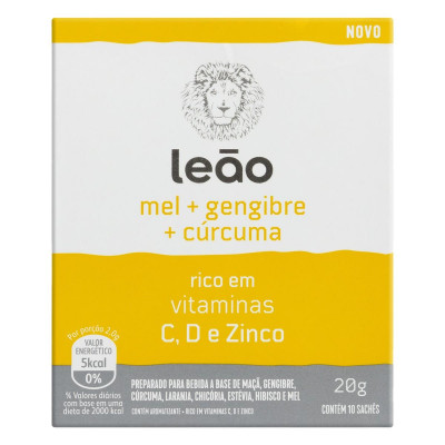 CHA LEAO VITAMINICO 20GR 10SAQUINHOS MEL/GENGIBRE /CURCUMA