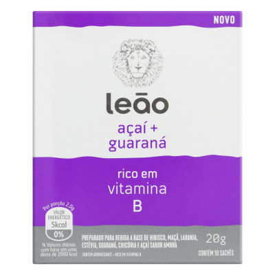 CHA LEAO VITAMINICO 20GR 10SAQUINHO ACAI/GUARANA