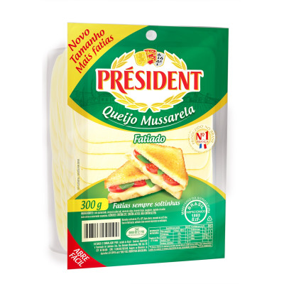 QUEIJO PRESIDENT MUSSARELA FATIADO 300G