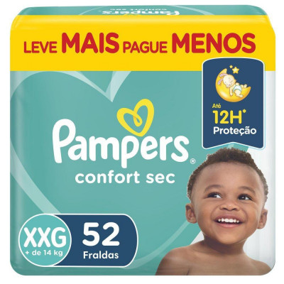 FRALDA PAMPERS BAG XXG COM 52