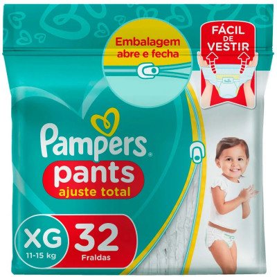 FRALDA PAMPERS PANTS AJUSTE 32UN XG