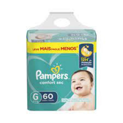 FRALDA PAMPERS CONFORT SEC BAG GRANDE 60 UNIDADES