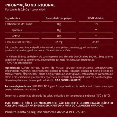 SULFATO FERROSO 34MG 30COMPRIMIDOS