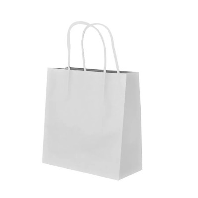 SACOLA KRAFT BRANCO 17,5X8,5X21,5CM COM 10