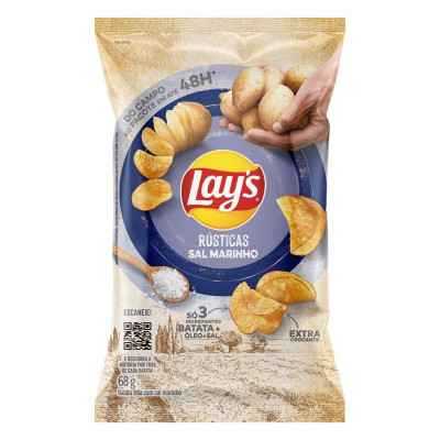 BATATA LAYS RUSTICA SAL MARINHO 68G