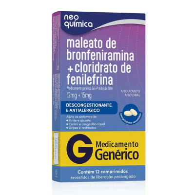 MALEATO BRONFENIRAMINA + FENILEFRINA 12 COMPRIMIDOS NEO QUIMICA