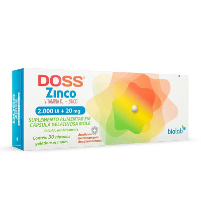 SUPLEMENTO ALIMENTAR DOSS ZINCO 2.000UI + 20MG COM 30 CÁPSULAS