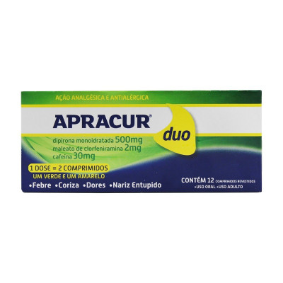 APRACUR DUO 500MG/2MG/30MG 12 COMPRIMIDOS