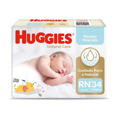 FRALDA HUGGIES NATURAL CARE MEGA RN 34 UNIDADES