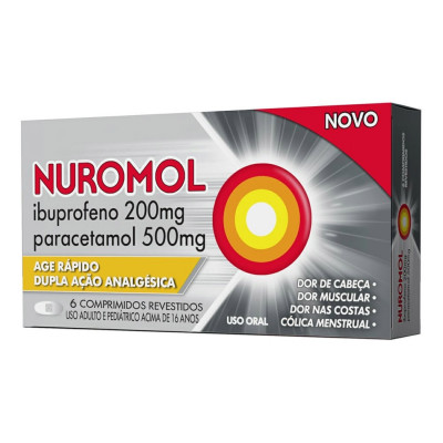 NUROMOL IBUPROFENO 200MG + PARACETAMOL 500MG 6 COMPRIMIDOS