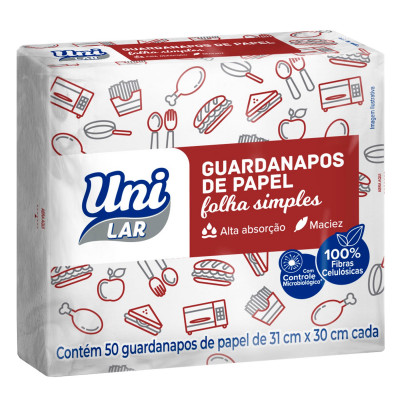 GUARDANAPO UNI LAR 31X30CM COM50