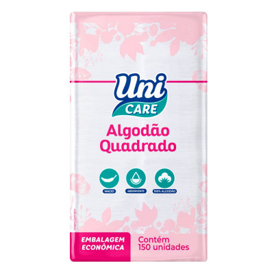 ALGODAO UNI CARE QUADRADO COM 150 UNIDADES