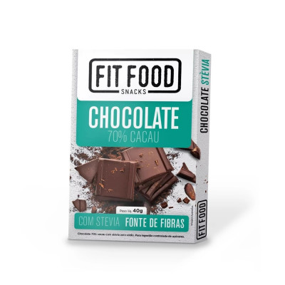 CHOCOLATE FIT FOOD 70% CACAU C/STEVIA 40G