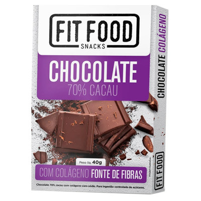 CHOCOLATE FIT FOOD 70% CACAU COM COLAGENO 40G