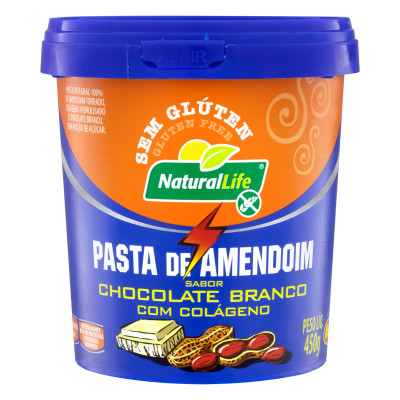 PASTA AMENDOIM NATURAL LIFE CHOCOLATE BRANCO 450G