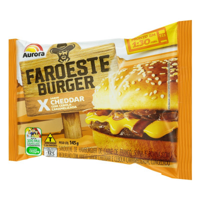 LANCHE FAROESTE XCHEDDAR COM CEBOLA CARA AURORA 145G