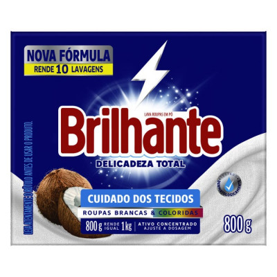 LAVA ROUPAS PO BRILHANTE DELICADEZA 800G CAIXA