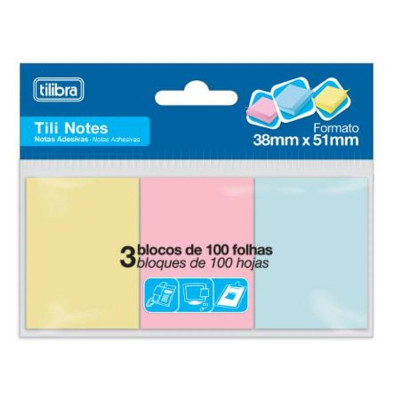 BLOCO TILIBRA NOTES 3 CORES 38X51MM