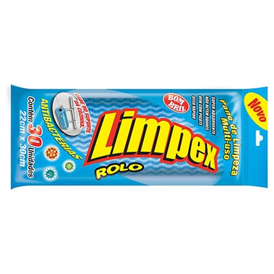 PANO LIMPEZA LIMPEX AZUL ROLO COM 30