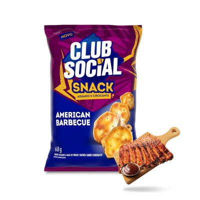 BISCOITO SNACK CLUB SOCIAL 68G AMERICAN BARBECUE