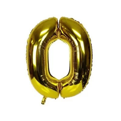 BOLA DE AR METALIZADA NUMEROS 0-9 OURO OU PRATA 40CM