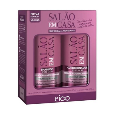 KIT EICO SHAMPOO+CONDICIONADOR SALAO CASA CRONOGRAMA 450ML