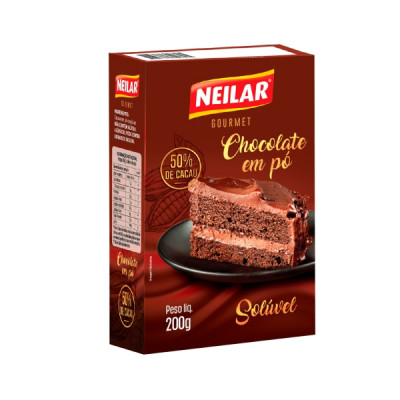 CHOCOLATE EM PO SOLUVEL NEILAR 50 CACAU 200G