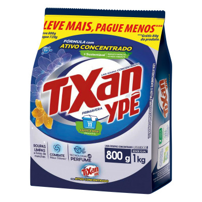 LAVA ROUPA PO TIXAN PRIMAVERA CX.800GR GRATIS.80G