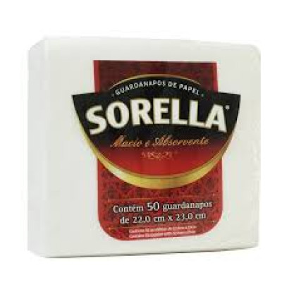 GUARDANAPO DE PAPEL SORELLA 22X23 CM COM 50 UN
