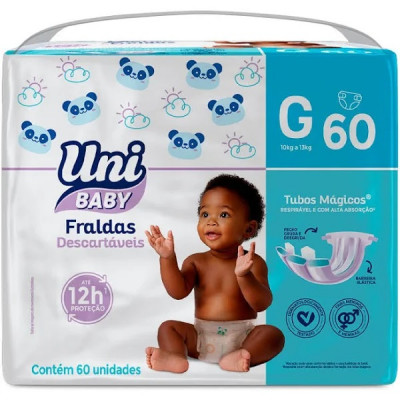 FRALDA UNI BABY BAG G COM 60 UN