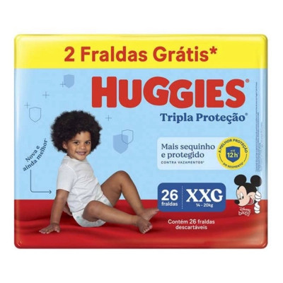 FRALDA HUGGIES DISNEY TRIPLA PROT XXG COM 26