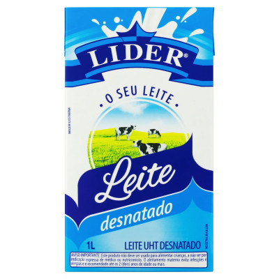 LEITE LONGA VIDA LIDER DESNATADO 1L