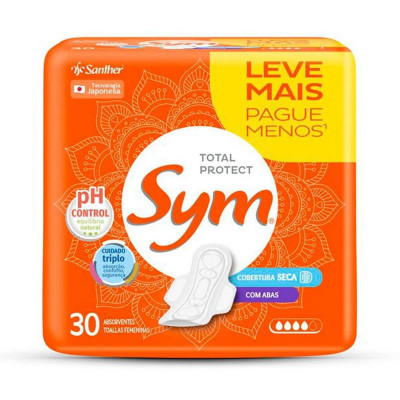 ABSORVENTE SYM COM ABAS SUAVE LARANJA COM 30
