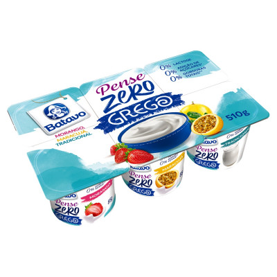 IOGURTE BATAVO GREGO PENSE ZERO MORANGO + MARACUJA + TRADICIONAL ZERO LACTOSE 510GR