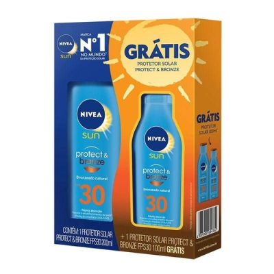 KIT PROTETOR SOLAR NIVEA SUN PROTECT & BRONZE FPS30 200ML + 100ML GRÁTIS