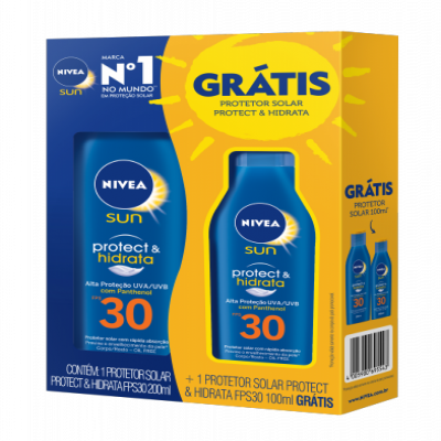 KIT PROTETOR SOLAR NIVEA SUN PROTECT & HIDRATA FPS30 200ML + 100ML GRÁTIS