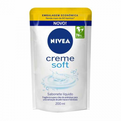 REFIL SABONETE LÍQUIDO NIVEA CREME SOFT 200ML