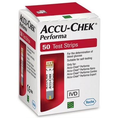 TESTE DE GLICEMIA ACCU CHEK PERFORMA 50 UNIDADES