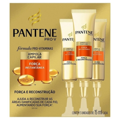 KIT AMPOLA TRATAMENTO PANTENE FORÇA E RECONSTUÇÃO 15ML 3 UNIDADES