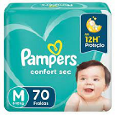 FRALDAS PAMPERS CONFORT SEC MÉDIA BAG 70 UNIDADES