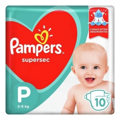 FRALDA DESCARTÁVEL PAMPERS SUPERSEC P 10 UNIDADES