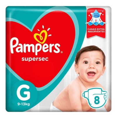 FRALDA DESCARTÁVEL PAMPERS SUPERSEC G 8 UNIDADES