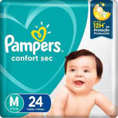 FRALDA PAMPERS CONFORT SEC M COM 24 UNIDADES