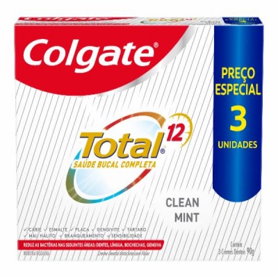 CREME DENTAL COLGATE TOTAL 12 CLEAR MINT 3 X 90G