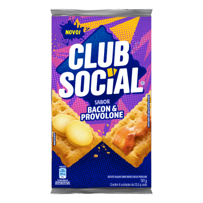 BISCOITO CLUB SOCIAL BACON & QUEIJO PROVOLONE 141 GRAMAS