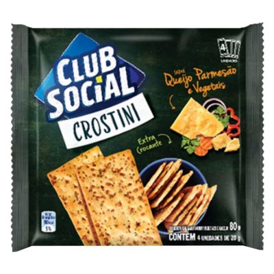 BISCOITO CLUB SOCIAL CROSTINI QUEIJO PARMESÃO E VEGETAIS 80 G