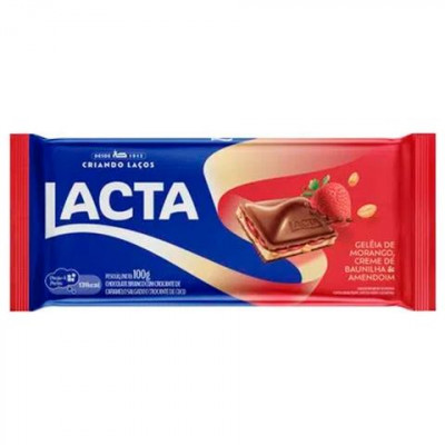 CHOCOLATE LACTA RECHEADO GELÉIA DE MORANGO 100G