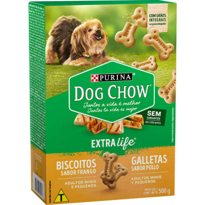 BISCOITOS PARA CACHORRO DOG CHOW EXTRA LIFE SABOR FRANGO 500 G