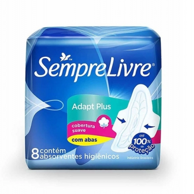 ABSORVENTE SEMPRE LIVRE ADAPT PLUS SUAVE COM ABAS 8 UNIDADES