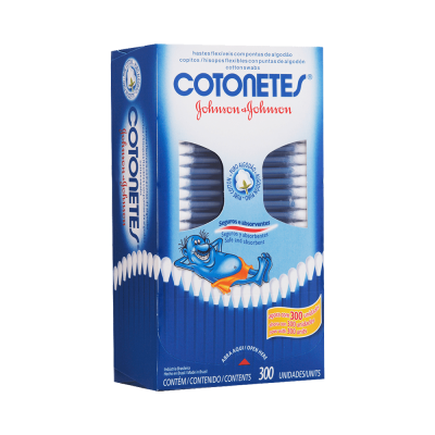 HASTES FLEXÍVEIS COTONETES JOHNSON & JOHNSON 300 UNIDADES